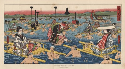 Crossing the Oho-E-Ga-Wa, Province Suraga, 1855  作： after Japanese School