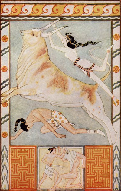 ブルベイターズ、ドナルドA.マッケンジー著「クレタ島とギリシャ以前の神話」のイラスト、1917年発行 作： after John Duncan