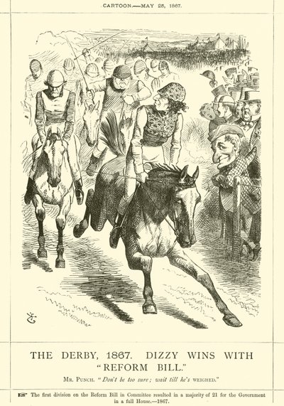 1867年のダービー、ディジーがリフォームビルで勝利 作： after John Tenniel