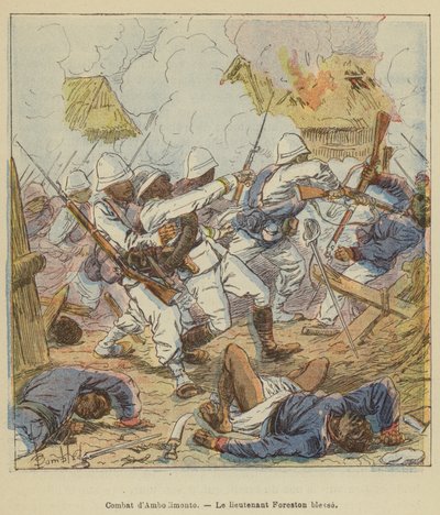 Combat d&39;Ambodimonto、中尉Forestonの傷 作： after Louis Charles Bombled