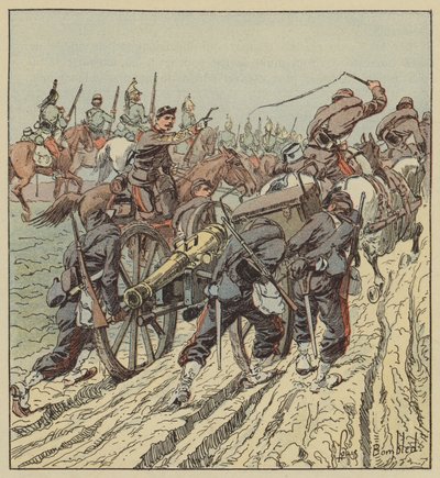 第6ドラゴンの保護下にあるArtenay戦闘砲兵隊退却 作： after Louis Charles Bombled