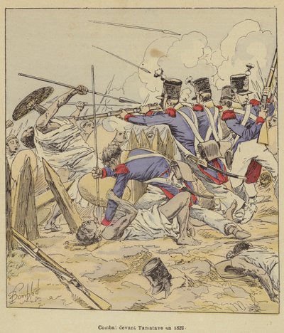 1829年にタマタベの前で戦う 作： after Louis Charles Bombled