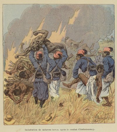 アンボロモンティの戦い後のホバスの死体の焼却 作： after Louis Charles Bombled