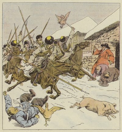 コサックが村に突入 作： after Louis Charles Bombled