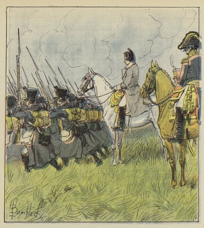 天皇は戦闘中の徴兵を熟考している 作： after Louis Charles Bombled