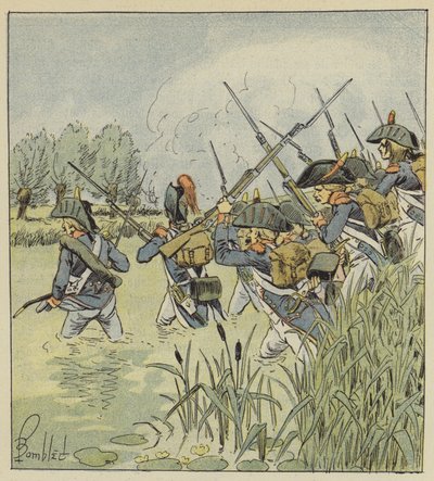フランス軍がピアーブを横切る 作： after Louis Charles Bombled
