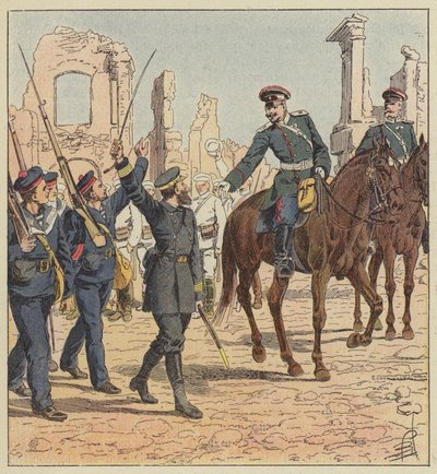 キャロル・ド・マロルと将軍ステッセル 作： after Louis Charles Bombled