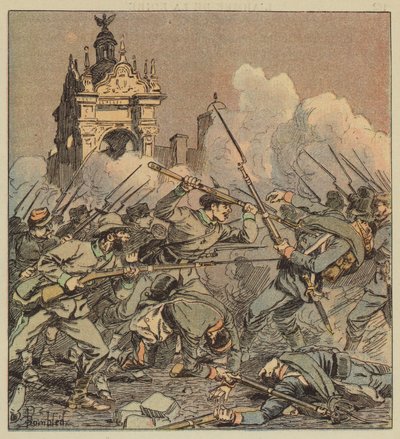 広場での夜の戦い 作： after Louis Charles Bombled