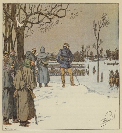 1月11日、戦いの前にチャンジー将軍が最前線を越える 作： after Louis Charles Bombled