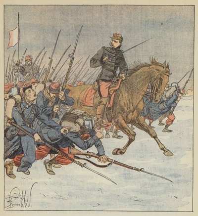デフランドル将軍は大隊を訓練してレイを攻撃する 作： after Louis Charles Bombled