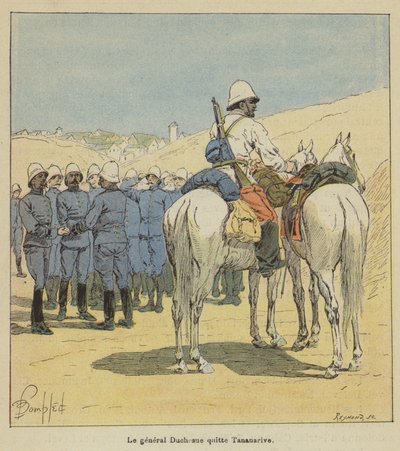 デュシェンヌ将軍がタナナリヴェを去る 作： after Louis Charles Bombled