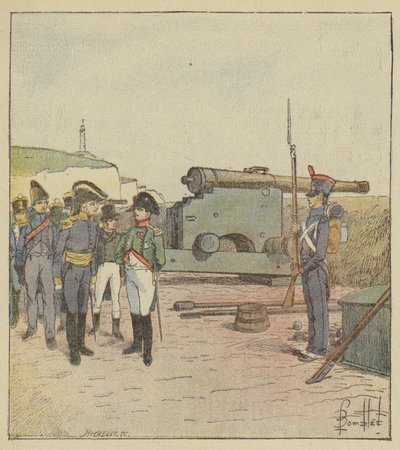 皇帝はエクス島の要塞を訪問します 作： after Louis Charles Bombled