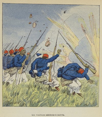 Les tirailleurs sakalaves a Andriba 作： after Louis Charles Bombled