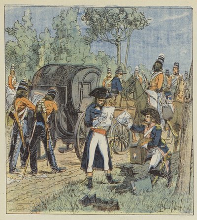 ピケグルの裏切りの証拠は、オーストリアのキングリン将軍のバンにあります 作： after Louis Charles Bombled