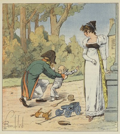 彼が庭で彼に会ったら、彼は彼を地面に投げるでしょう 作： after Louis Charles Bombled