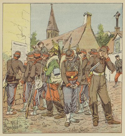 メッツ降伏の事件を読むロワール軍の兵士 作： after Louis Charles Bombled