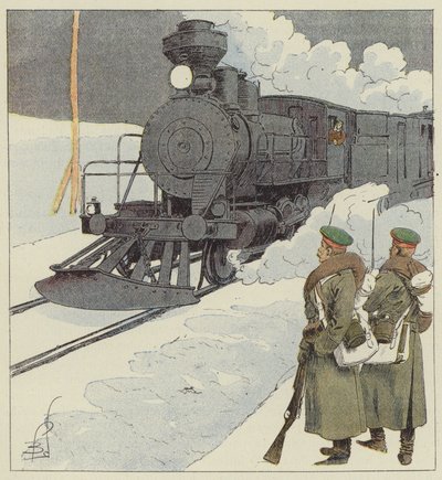 トランスシベリアの軍用列車 作： after Louis Charles Bombled