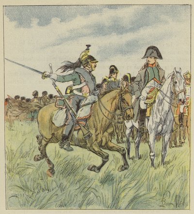ドラゴンが将軍の一人の裏切りを天皇に警告する 作： after Louis Charles Bombled
