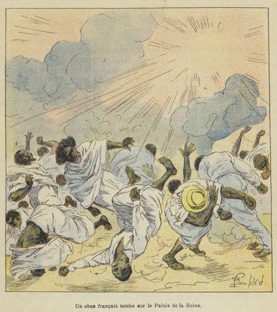 フランスの砲弾が女王の宮殿に落ちる 作： after Louis Charles Bombled