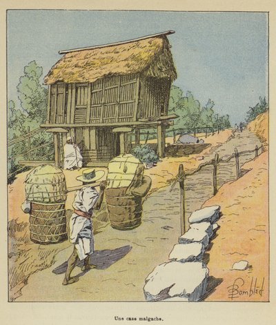 マダガスカルの小屋 作： after Louis Charles Bombled
