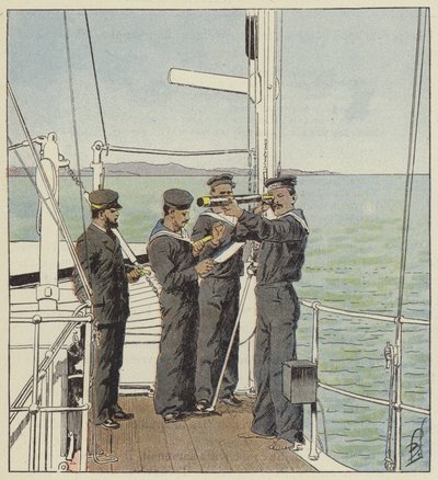 ポートアーサーの艦隊を見守る日本の警戒 作： after Louis Charles Bombled