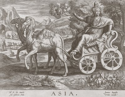 四大陸のアジア、パブ。 C 1588-89 作： after Maarten de Vos