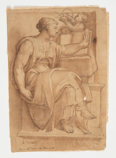 ミケランジェロの後のシスティーナ礼拝堂の天井からのエリテアのシビュラ 作： after Michelangelo Buonarroti
