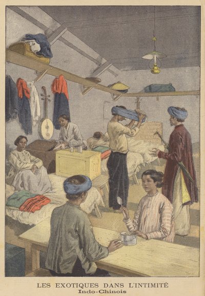 パリの1900年万博博覧会の宿泊施設にあるフランス領インドシナの人々 作： after Oswaldo Tofani