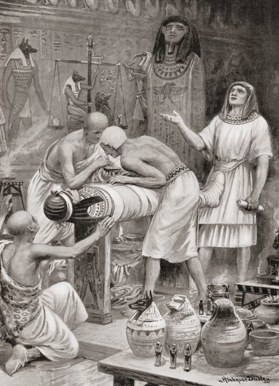 古代エジプトに遺体を埋め込むこと、ハチソンの歴史、国の出版物、1915年 作： after Robert Dudley