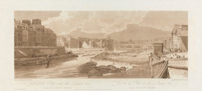 ルーブル美術館のある街の眺め。 1802; パリの景色、エマニュエルのボリュームからのプレート 3 作： after Thomas Girtin