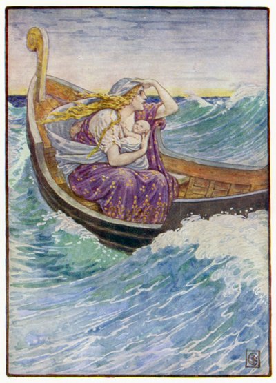 二日と二晩、ボートはどんどん揺り動かされました 作： after Walter Crane