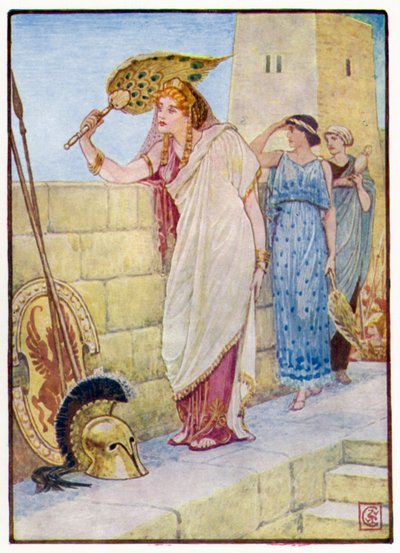 しばしば彼女はトロイの壁に立つ 作： after Walter Crane