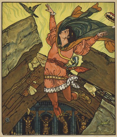 シェリ王子と小さな緑の鳥 作： after Walter Crane