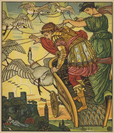 砂漠の妖精は金鉱の王を連れ去る 作： after Walter Crane