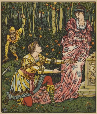 王は剣を倒します 作： after Walter Crane