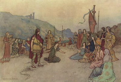 ジェフリー・チョーサー、風呂物語の妻 作： after Warwick Goble