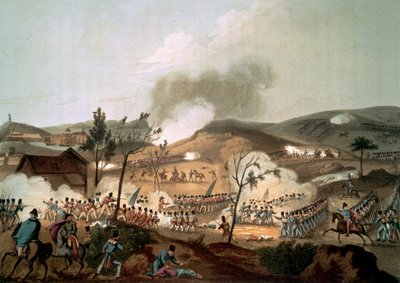 コルナの戦い、1809年1月17日（色付きのアクアチント） 作： after William Heath