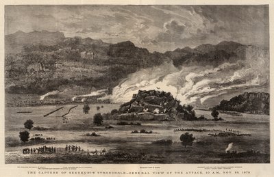 セククニス要塞の攻略、攻撃の全体像、1879年11月28日午前10時 作： after William Henry James Boot