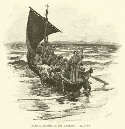 スコットランドに向けて出発するコロンバ 作： after William Henry Margetson