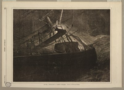 海上で - 汽船の通過を合図する 作： after Winslow Homer