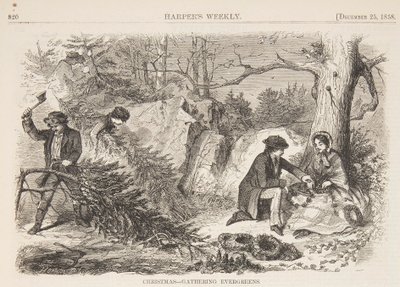 クリスマス – 常緑樹を集める 作： after Winslow Homer