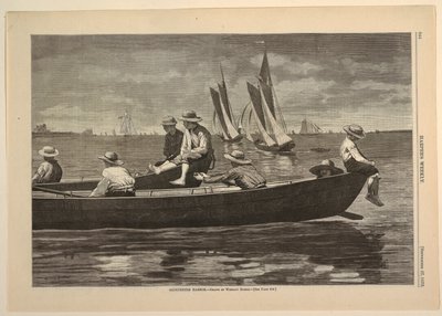 グロスター港、ハーパーズ ウィークリー、1873 年 9 月 27 日、p. 844 作： after Winslow Homer