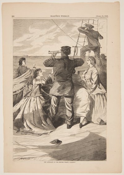 イギリスの海賊「アラバマ」の接近 作： after Winslow Homer