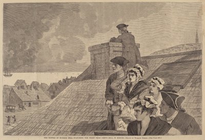バンカーヒルの戦い - ボストンのコップズヒルからの戦いを眺める 作： after Winslow Homer