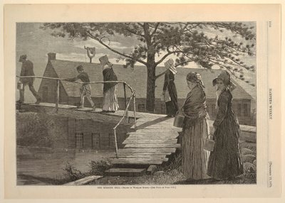朝の鐘、ハーパーズ ウィークリー、1873 年 12 月 13 日、p. 1116. 作： after Winslow Homer