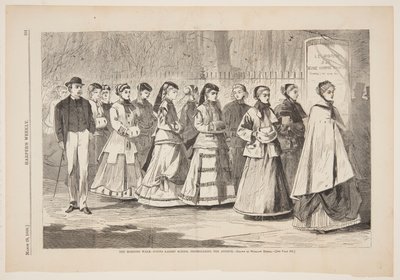 朝の散歩 通りを散歩するお嬢様学校 作： after Winslow Homer