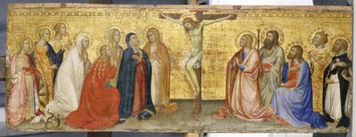 メアリーマグダレンと他の聖人との十字架上のキリスト、1360年頃（ポプラの木のテンペラ） 作： also Manfredi de Battilori Bartolo di Fredi