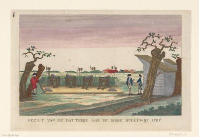 Binnen Bullewijk の砲台、1787 年 Binne Bullewijk 1787のバッテリーのビュー（オブジェクトのタイトル） 1787 年のアムステルダム周辺のバッテリー (ドイツ語のコピー) (シリーズ タイトル) 作： anonymous (attributed to)