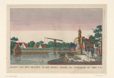 アウトケルクの砲台、1787 年 1787 年に外教会が見えた後の Buiten Amstel の大砲の眺め (オブジェクトのタイトル) 1787 年のアムステルダム周辺のバッテリー (ドイツ語のコピー) (シリーズ タイトル) 作： anonymous (attributed to)