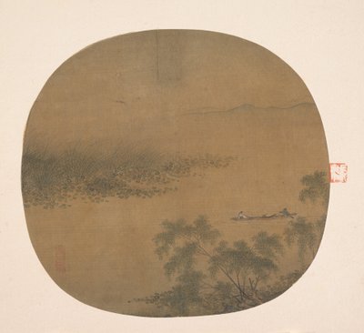 柳堤防でのボート漕ぎ 作： 匿名
